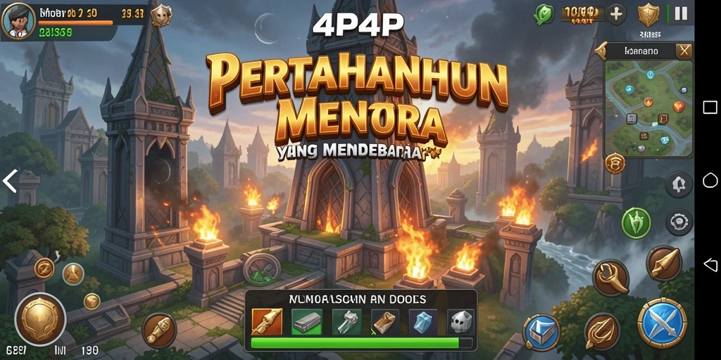 Screenshot dari gameplay Tower Defense yang intens dan mendebarkan.