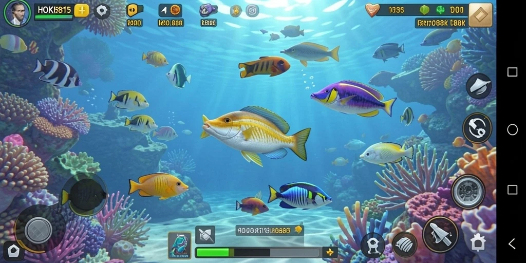 Tampilan gameplay seru HOKI8815 dengan aksi menembak ikan.