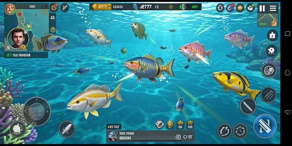 Tampilan gameplay seru dalam JET77 Tembak Ikan.